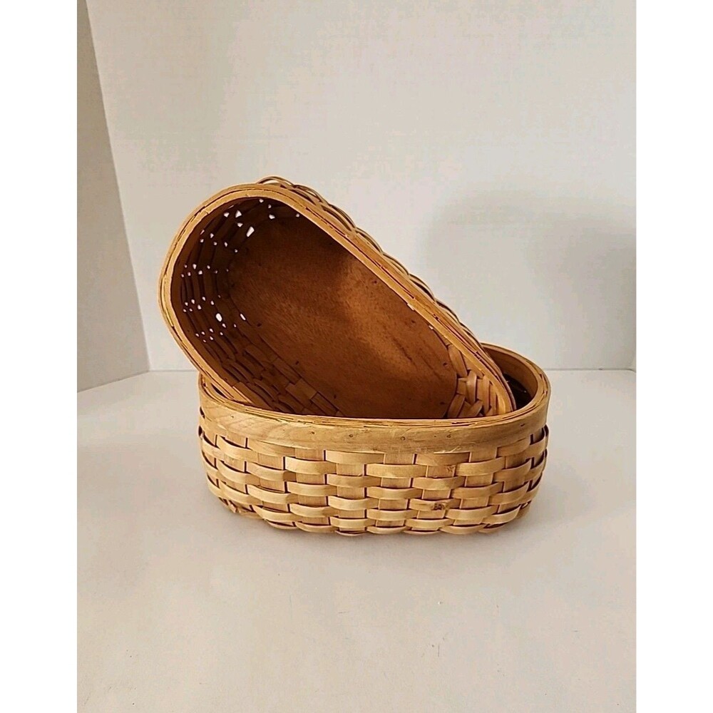 2 Longaberger Style Appreciation Woven Wood Basket For Fruit Vegetables Decor - Picture 4 of 11